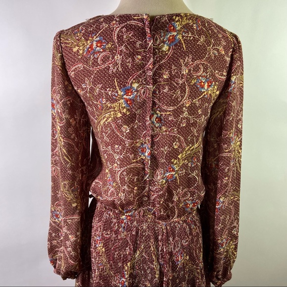 Vintage Small? Lace Collar Floral Print Long Sleeve Dress Cottagecore Prairie - Picture 7 of 10